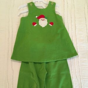 Mulberry St. Green Santa Corduroy Top & Pant Set